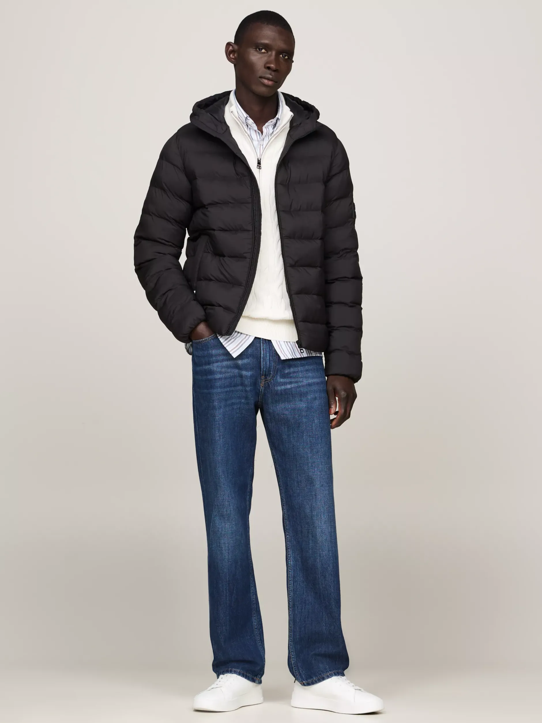 Kurtki & Płaszcze*Tommy Hilfiger Nieprzemakalna Kurtka Ocieplana Z Kapturem BLACK