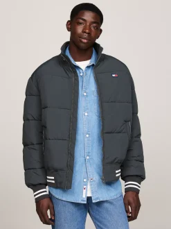 Kurtki & Płaszcze*Tommy Hilfiger Nieprzemakalna Kurtka Puchowa Varsity NEW CHARCOAL