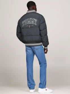 Kurtki & Płaszcze*Tommy Hilfiger Nieprzemakalna Kurtka Puchowa Varsity NEW CHARCOAL