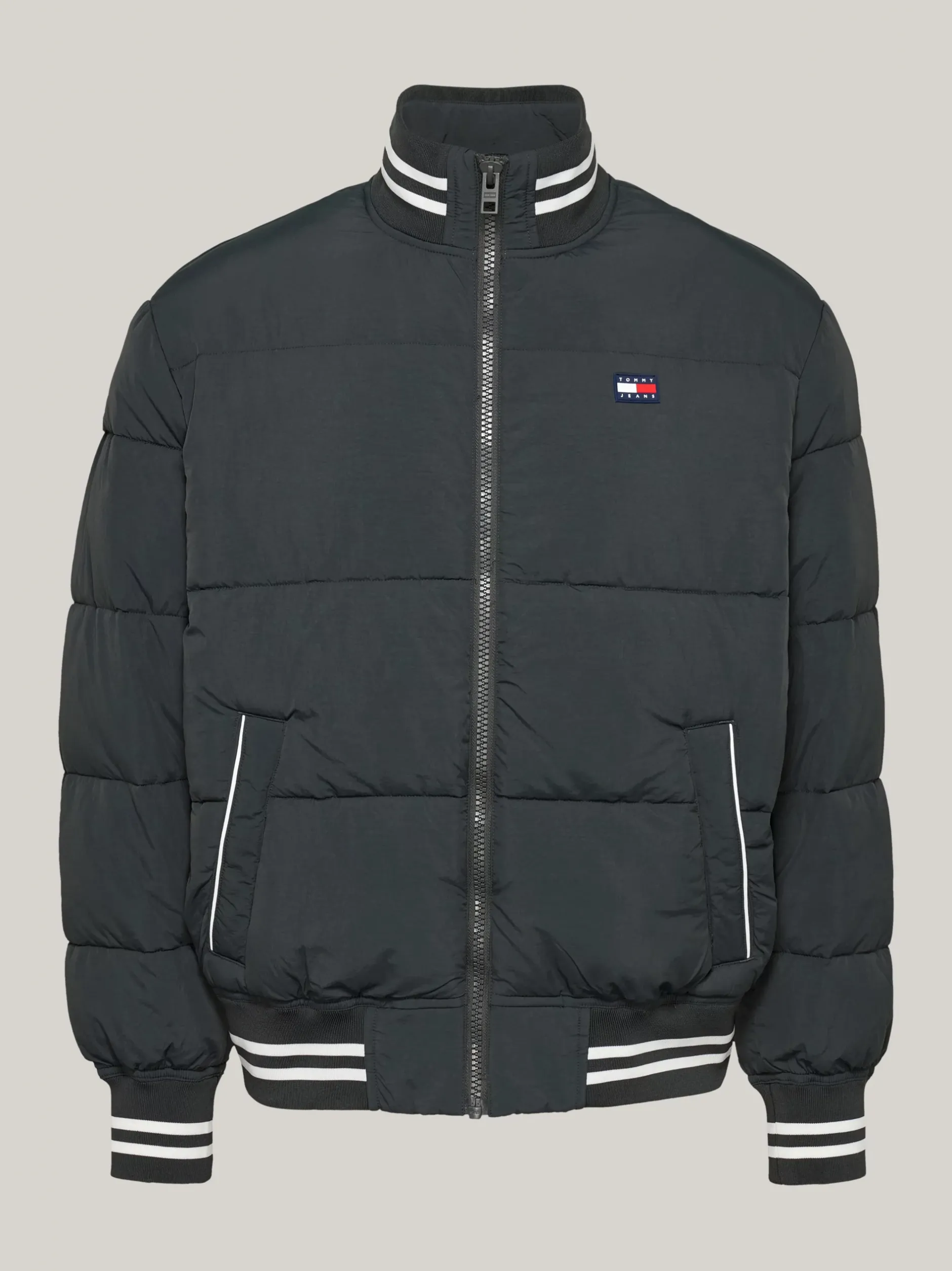 Kurtki & Płaszcze*Tommy Hilfiger Nieprzemakalna Kurtka Puchowa Varsity NEW CHARCOAL