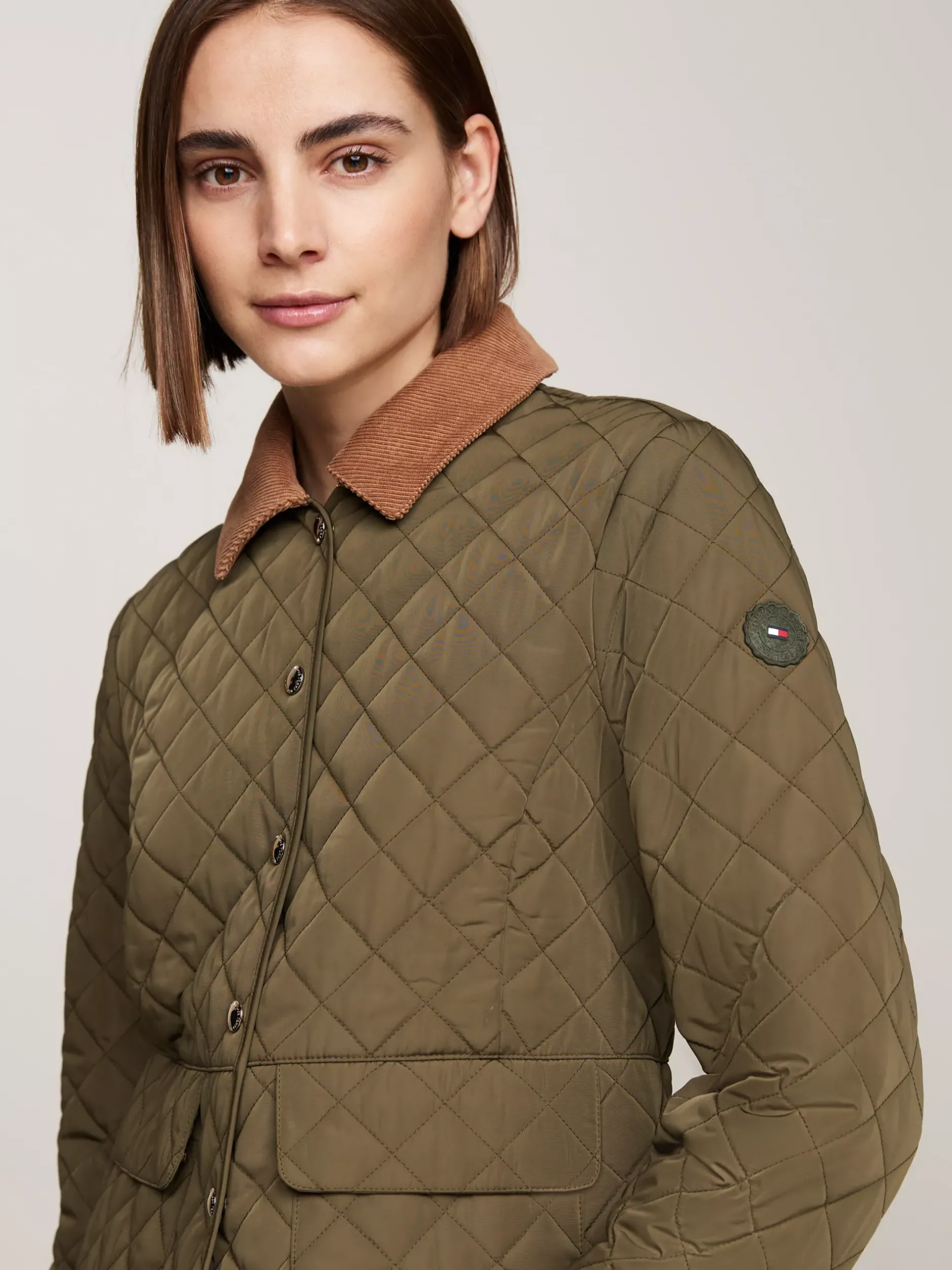 Kurtki & Płaszcze*Tommy Hilfiger Nieprzemakalna Kurtka Z Pikowaniem ARMY GREEN