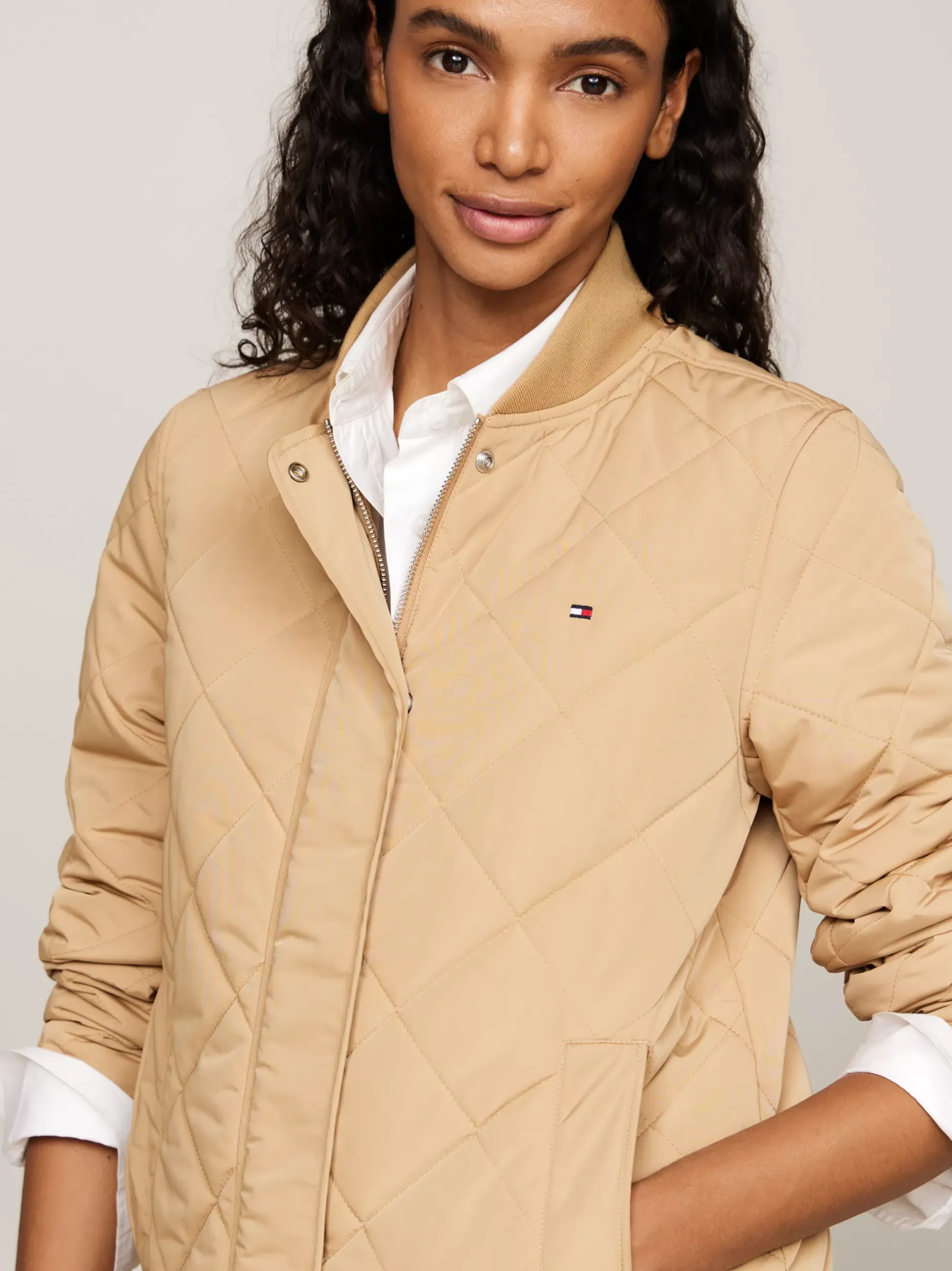 Kurtki & Płaszcze*Tommy Hilfiger Nieprzemakalna Ocieplana Kurtka Bomber CLASSIC KHAKI