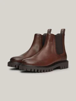 Sztyblety|Buty*Tommy Hilfiger Nieprzemakalne Masywne Sztyblety Ze Skóry WINTER COGNAC