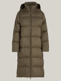 Kurtki & Płaszcze*Tommy Hilfiger Nieprzemakalny Płaszcz Puchowy O Wydłużonym Kroju ARMY GREEN