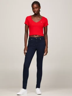 Jeansy*Tommy Hilfiger Obcisłe Jeansy Nora Ze średnim Stanem AVENUE DARK BLUE STRETCH