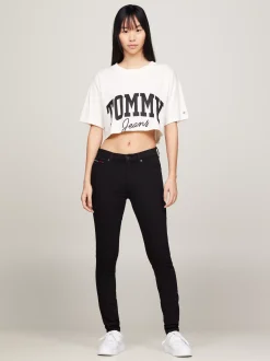 Jeansy*Tommy Hilfiger Obcisłe Jeansy Nora Ze średnim Stanem STATEN BLACK STRETCH