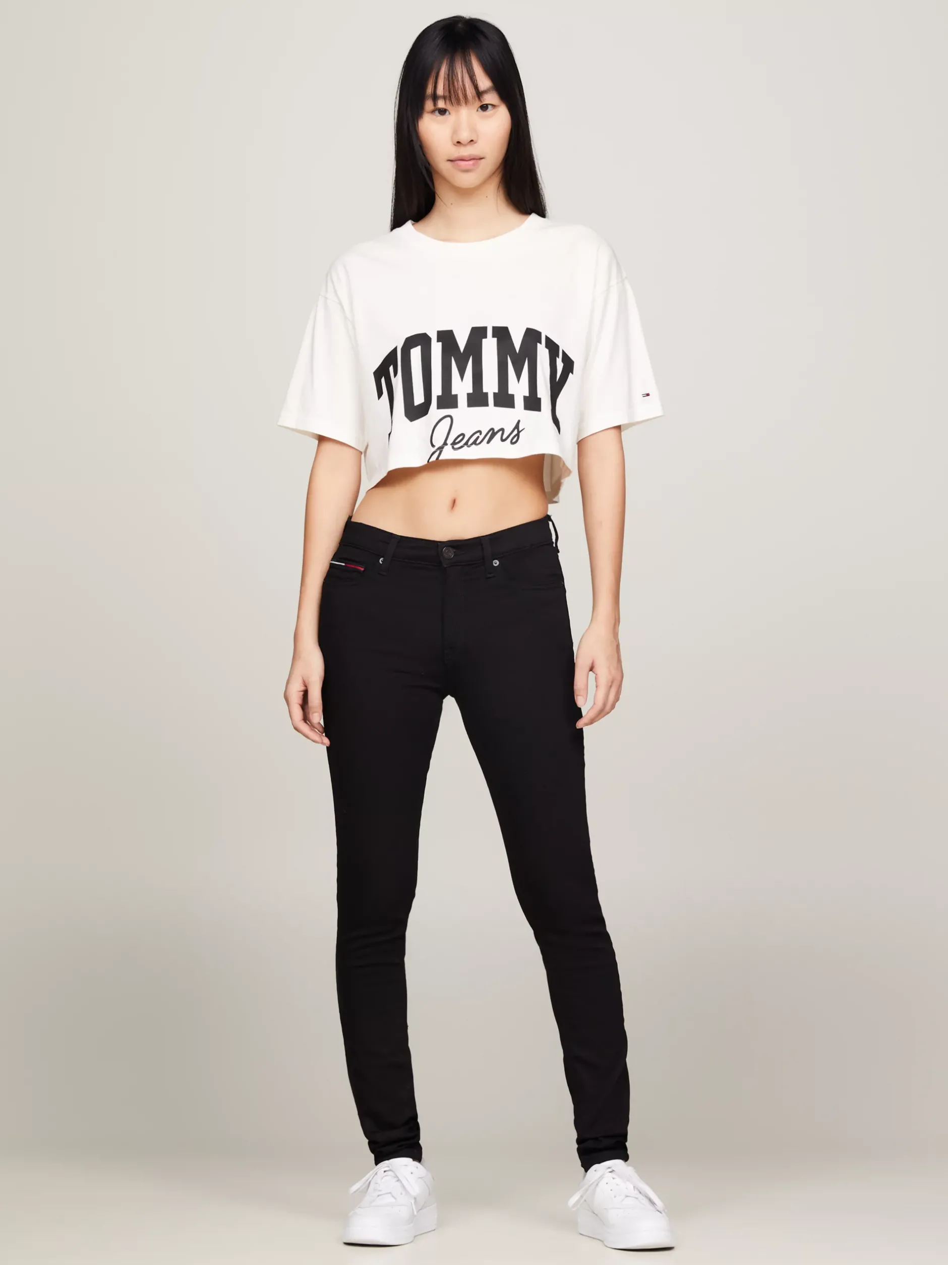 Jeansy*Tommy Hilfiger Obcisłe Jeansy Nora Ze średnim Stanem STATEN BLACK STRETCH