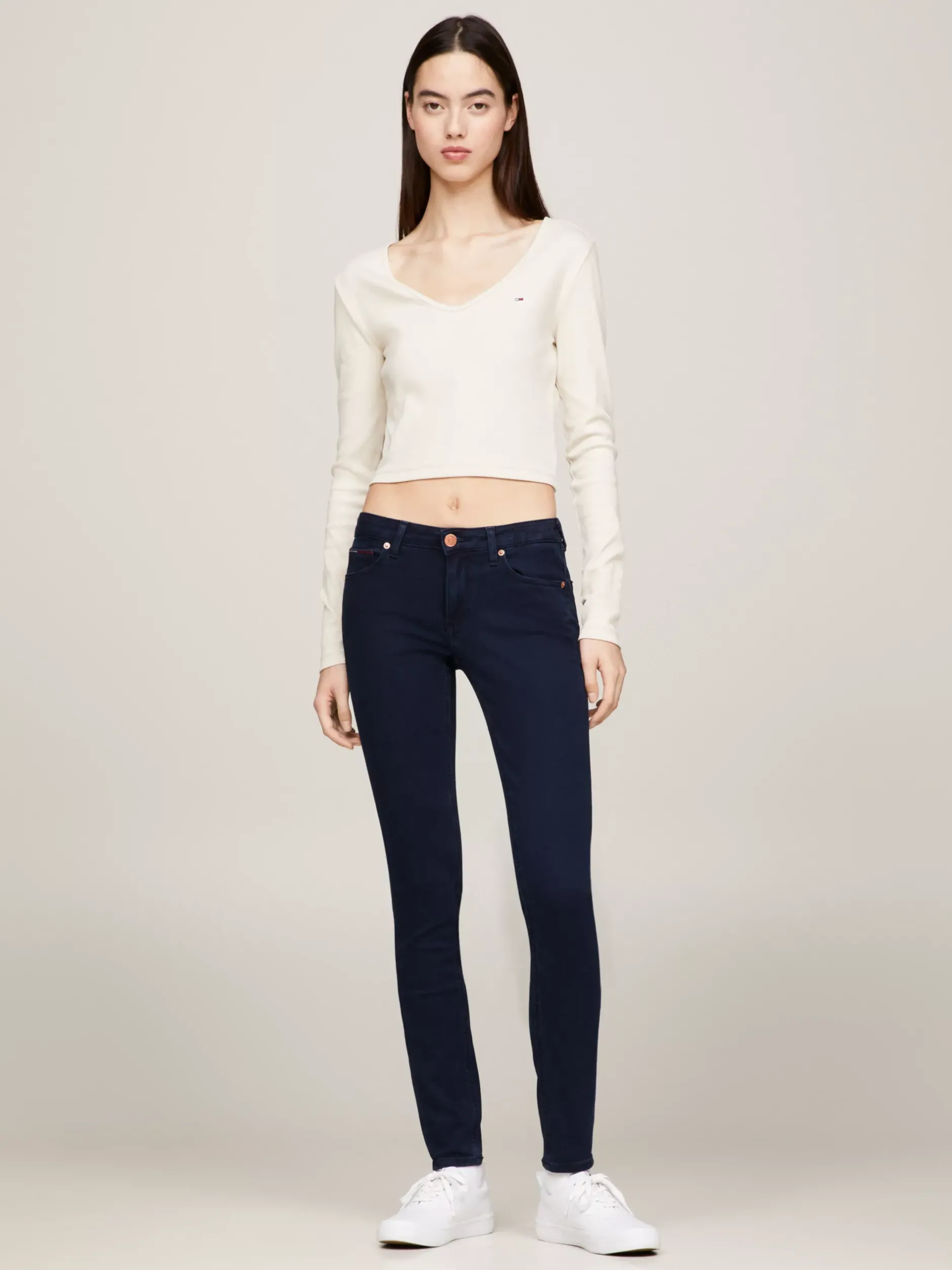 Jeansy*Tommy Hilfiger Obcisłe Jeansy Sophie Z Niskim Stanem AVENUE DARK BLUE STRETCH