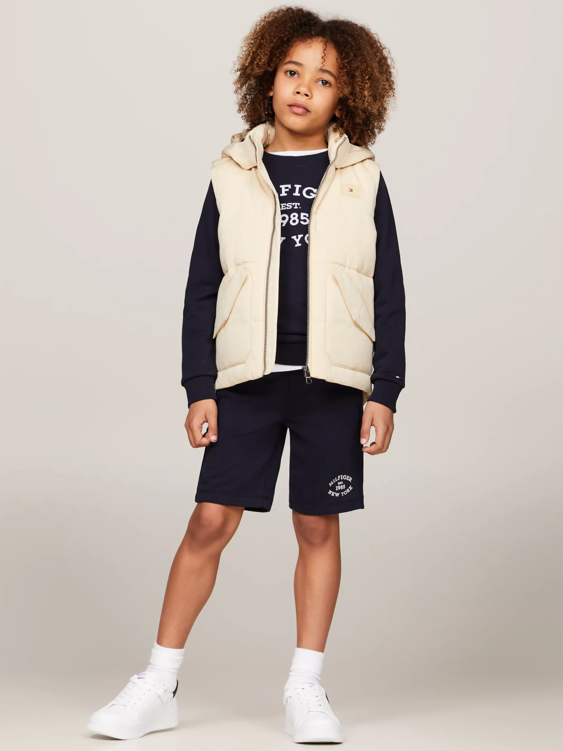 Kurtki*Tommy Hilfiger Ocieplana Kamizelka Z Logo Hilfiger Monotype COUNTRY IVORY