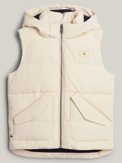 Kurtki*Tommy Hilfiger Ocieplana Kamizelka Z Logo Hilfiger Monotype COUNTRY IVORY