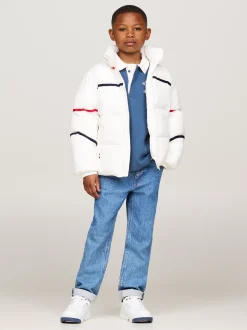 Kurtki I Płaszcze|Kurtki*Tommy Hilfiger Ocieplana Kurtka W Paski O Luźnym Kroju ANCIENT WHITE