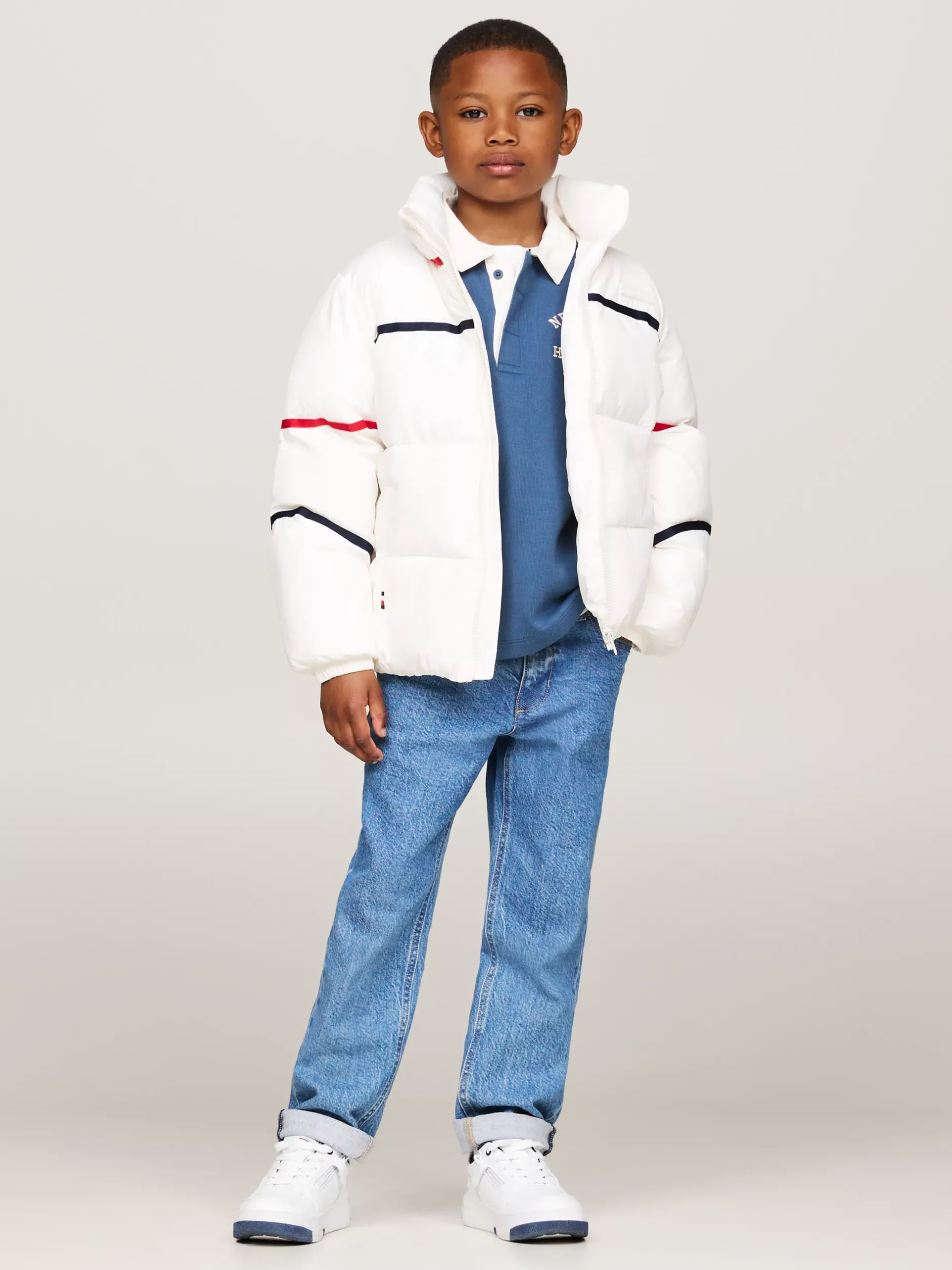 Kurtki I Płaszcze|Kurtki*Tommy Hilfiger Ocieplana Kurtka W Paski O Luźnym Kroju ANCIENT WHITE