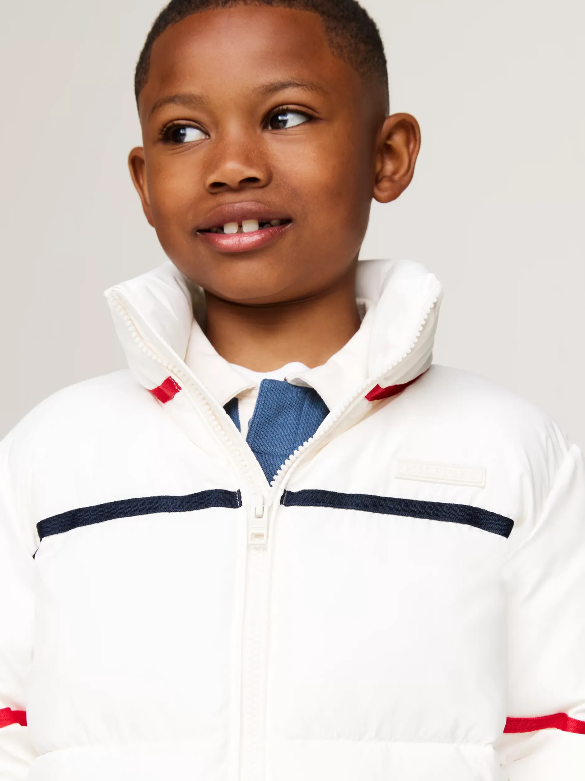 Kurtki I Płaszcze|Kurtki*Tommy Hilfiger Ocieplana Kurtka W Paski O Luźnym Kroju ANCIENT WHITE