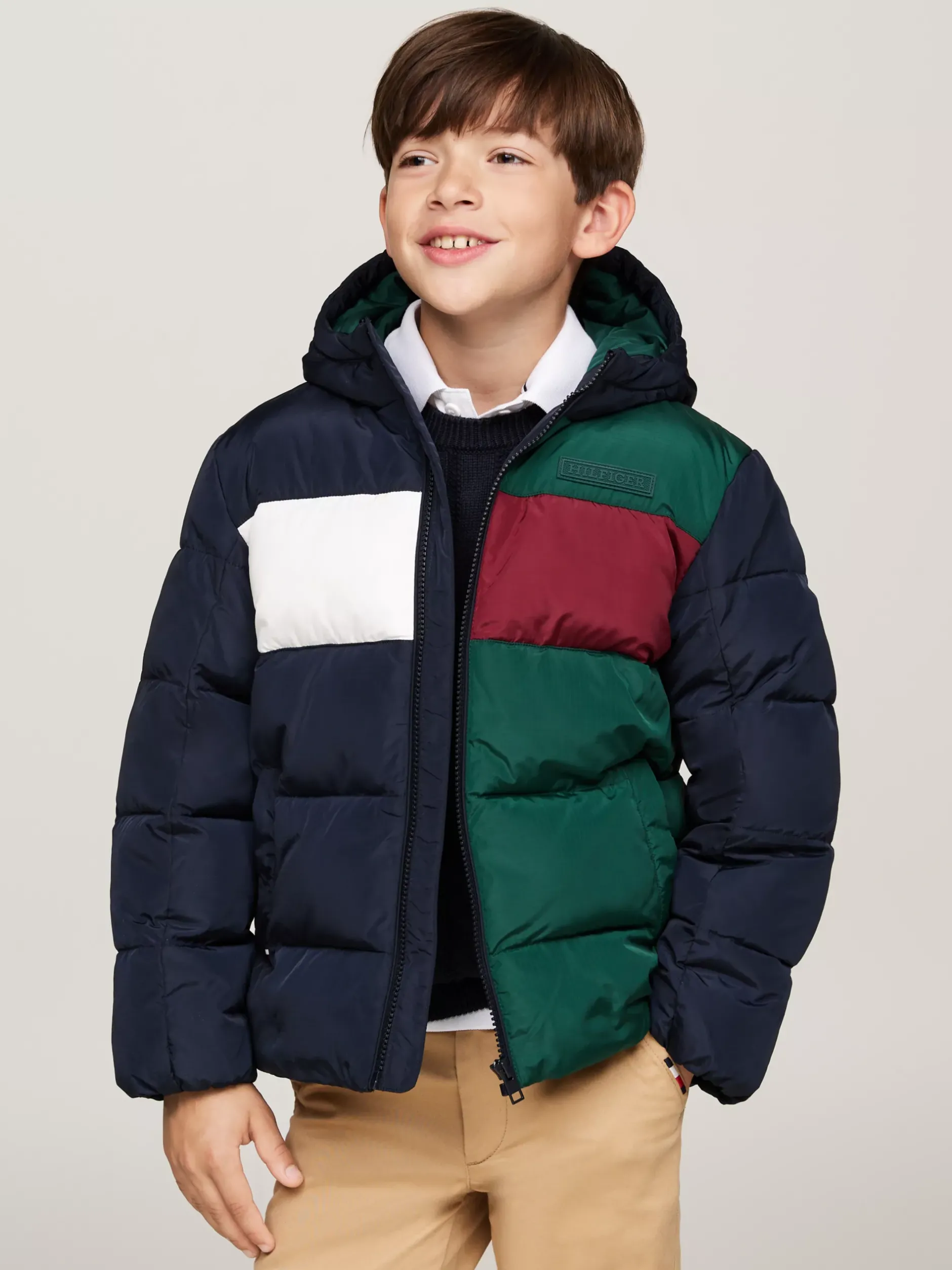 Kurtki*Tommy Hilfiger Ocieplana Kurtka Z Materiału Rip-stop ORNAMENTAL GREEN / ROUGE / BLUE