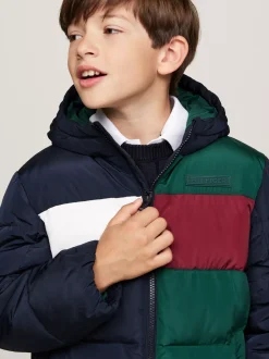 Kurtki*Tommy Hilfiger Ocieplana Kurtka Z Materiału Rip-stop ORNAMENTAL GREEN / ROUGE / BLUE