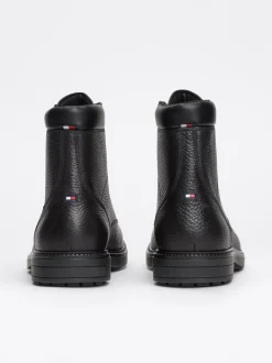 Buty Sznurowane|Buty*Tommy Hilfiger Ocieplane Botki Z Groszkowanej Skóry BLACK