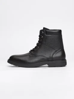 Buty Sznurowane|Buty*Tommy Hilfiger Ocieplane Botki Z Groszkowanej Skóry BLACK