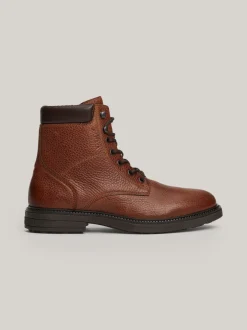 Buty Sznurowane|Buty*Tommy Hilfiger Ocieplane Botki Z Groszkowanej Skóry WINTER COGNAC