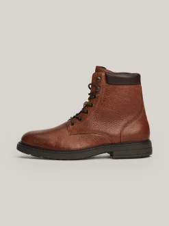 Buty Sznurowane|Buty*Tommy Hilfiger Ocieplane Botki Z Groszkowanej Skóry WINTER COGNAC