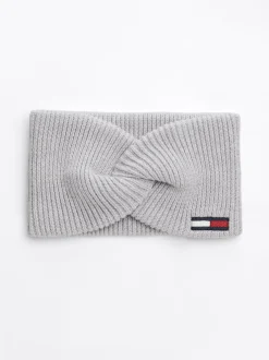 Czapki I Szaliki*Tommy Hilfiger Opaska Na Głowę Ze Skręconym Przodem SILVER GREY HEATHER