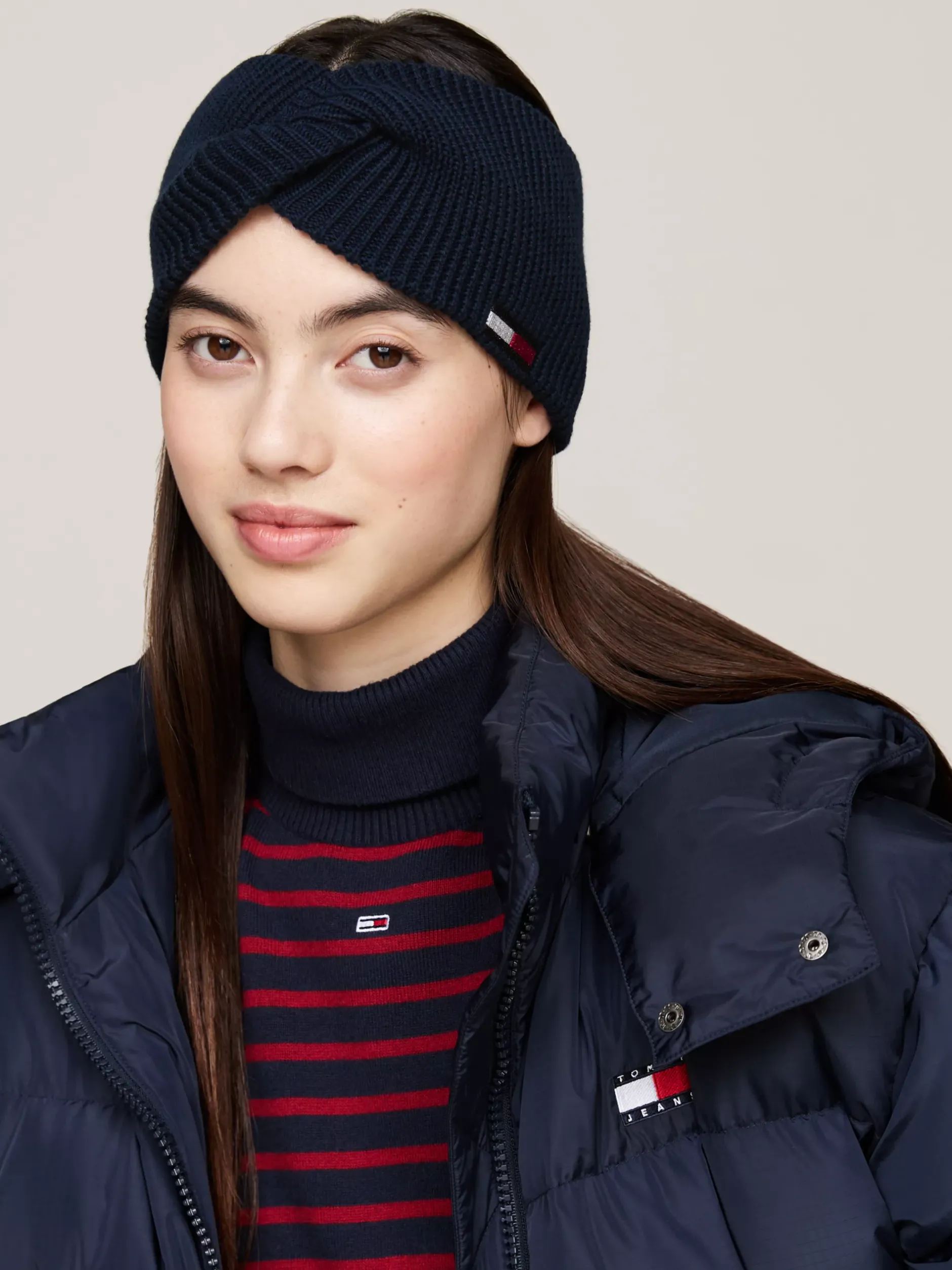 Czapki I Szaliki*Tommy Hilfiger Opaska Na Głowę Ze Skręconym Przodem DARK NIGHT NAVY