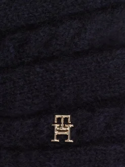 Czapki I Szaliki*Tommy Hilfiger Opaska O Warkoczowym Splocie Z Alpaką SPACE BLUE