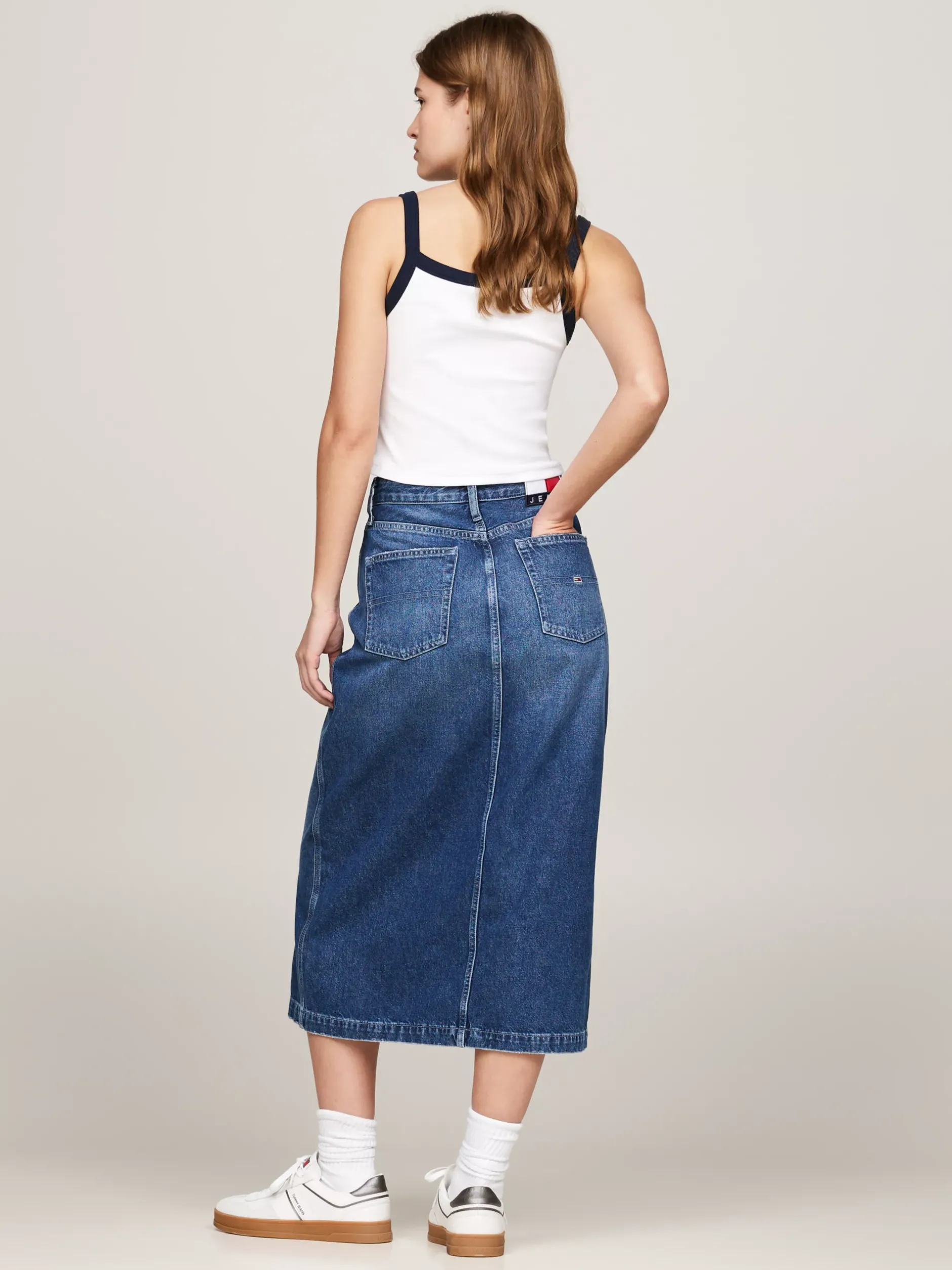 Spódnice*Tommy Hilfiger Ołówkowa Spódnica Claire O Długości Midi DENIM MEDIUM