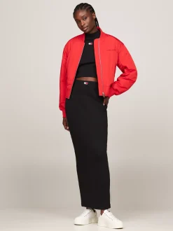 Spódnice*Tommy Hilfiger Ołówkowa Spódnica Maxi Z Prążkowanej Dzianiny BLACK
