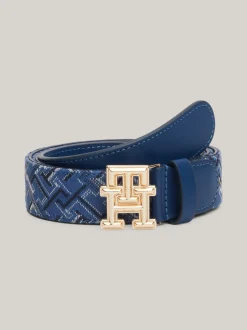 Paski*Tommy Hilfiger Pasek Z żakardowego Płótna FOSSIL BLUE