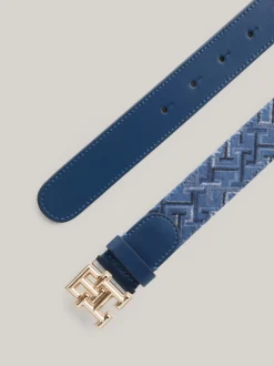 Paski*Tommy Hilfiger Pasek Z żakardowego Płótna FOSSIL BLUE