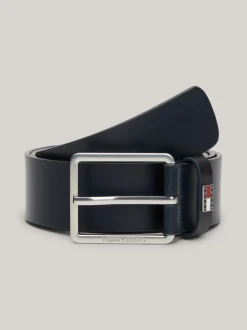 Paski*Tommy Hilfiger Pasek Z Gładkiej Skóry Z Logo DARK NIGHT NAVY