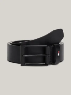 Paski*Tommy Hilfiger Pasek Ze Skóry Z Metalową Szprzaczką BLACK