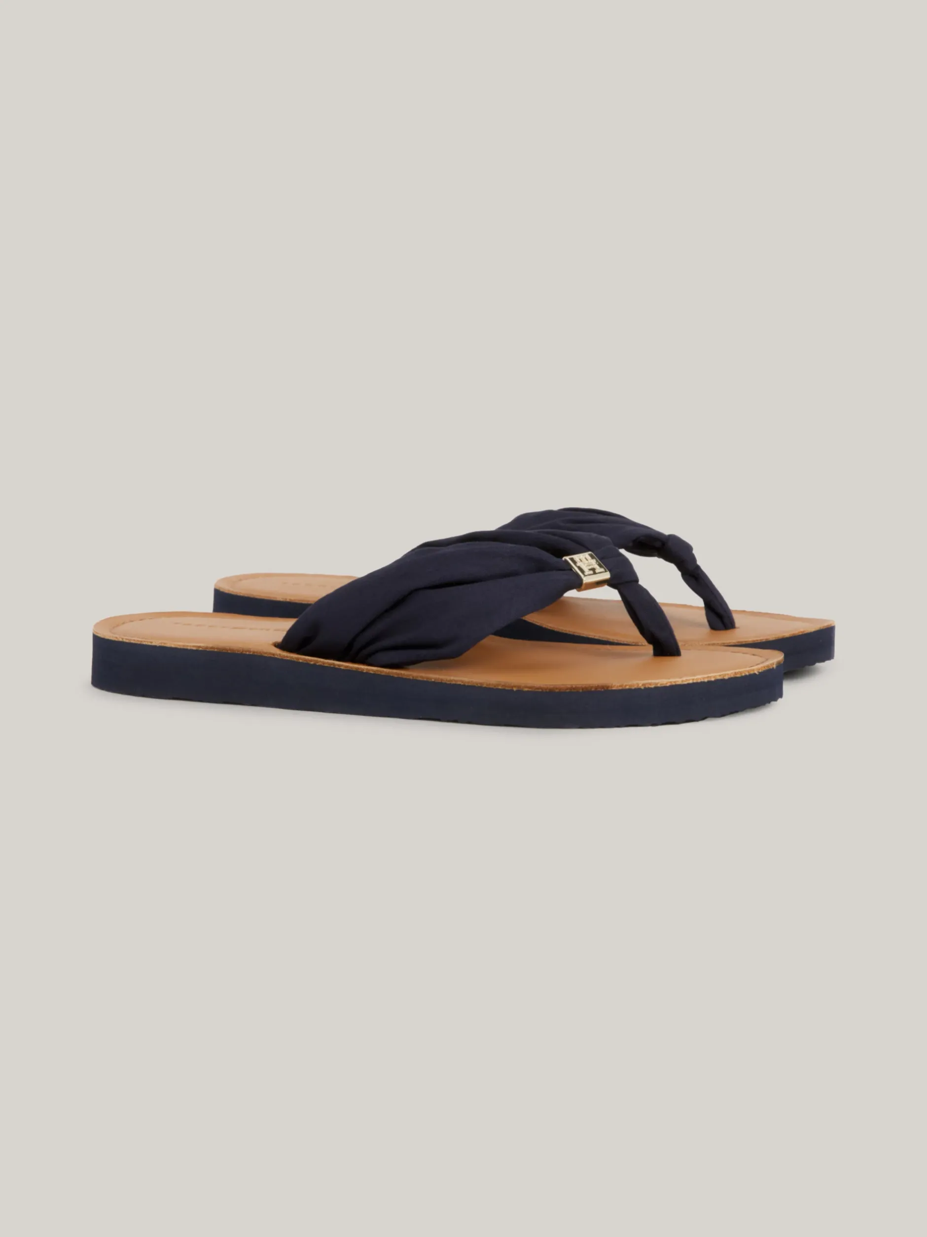 Sandały*Tommy Hilfiger Płaskie Japonki Plażowe Elevated Z Marszczeniem SPACE BLUE