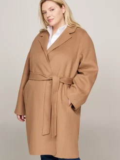 Kurtki & Płaszcze|Wełniane Płaszcze*Tommy Hilfiger Płaszcz Curve Z Paskiem LIGHT SEPIA BROWN