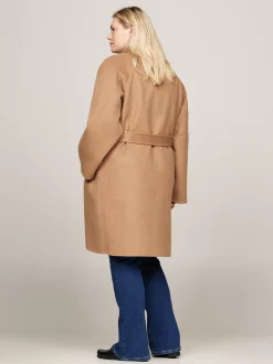 Kurtki & Płaszcze|Wełniane Płaszcze*Tommy Hilfiger Płaszcz Curve Z Paskiem LIGHT SEPIA BROWN