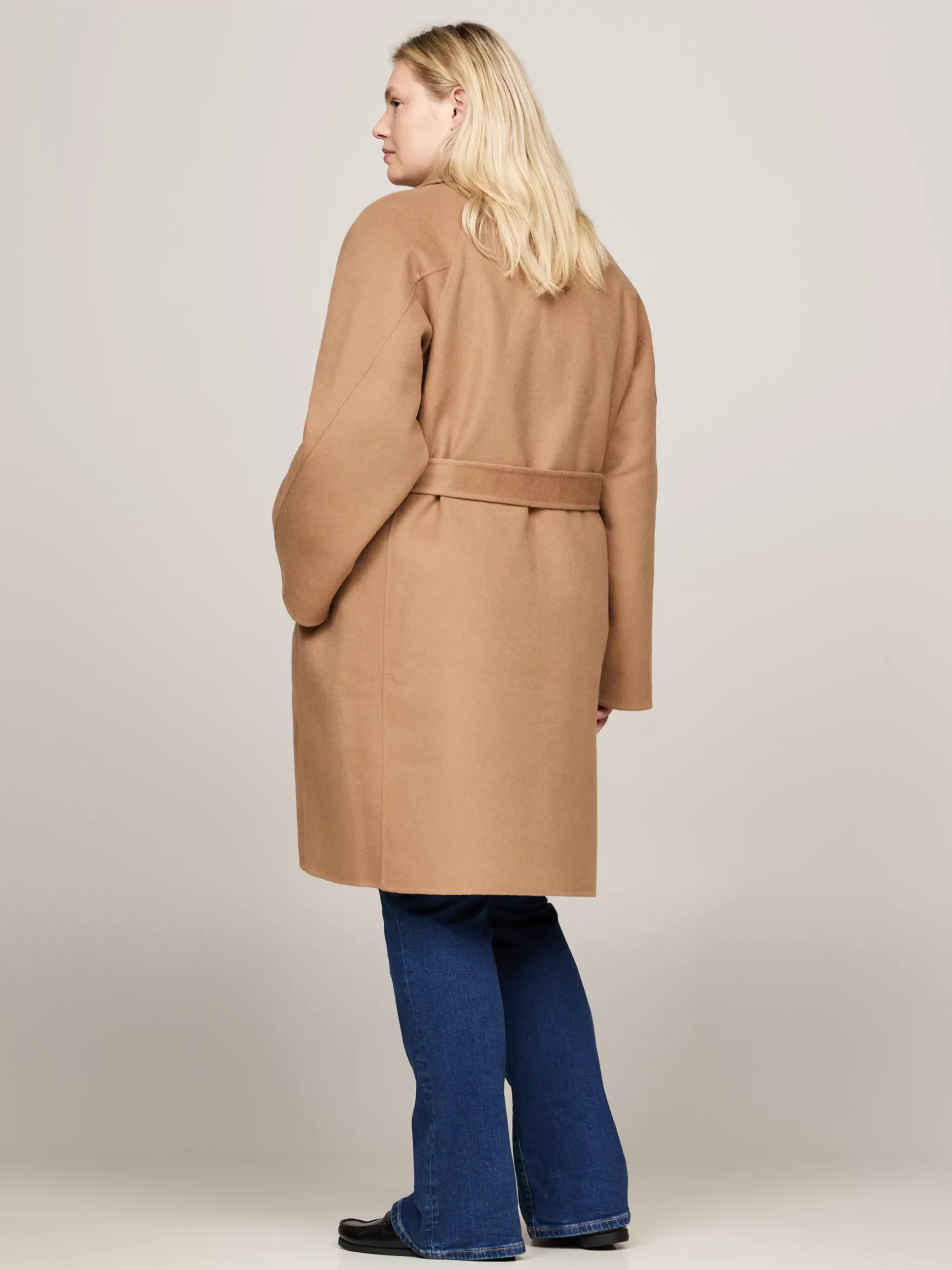 Kurtki & Płaszcze|Wełniane Płaszcze*Tommy Hilfiger Płaszcz Curve Z Paskiem LIGHT SEPIA BROWN