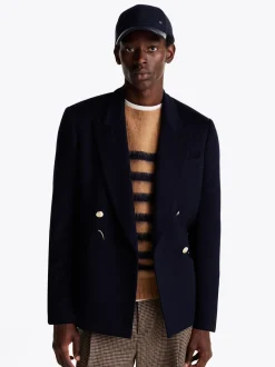 Kurtki & Płaszcze*Tommy Hilfiger Płaszcz Z Mieszanki Kaszmiru BLUE