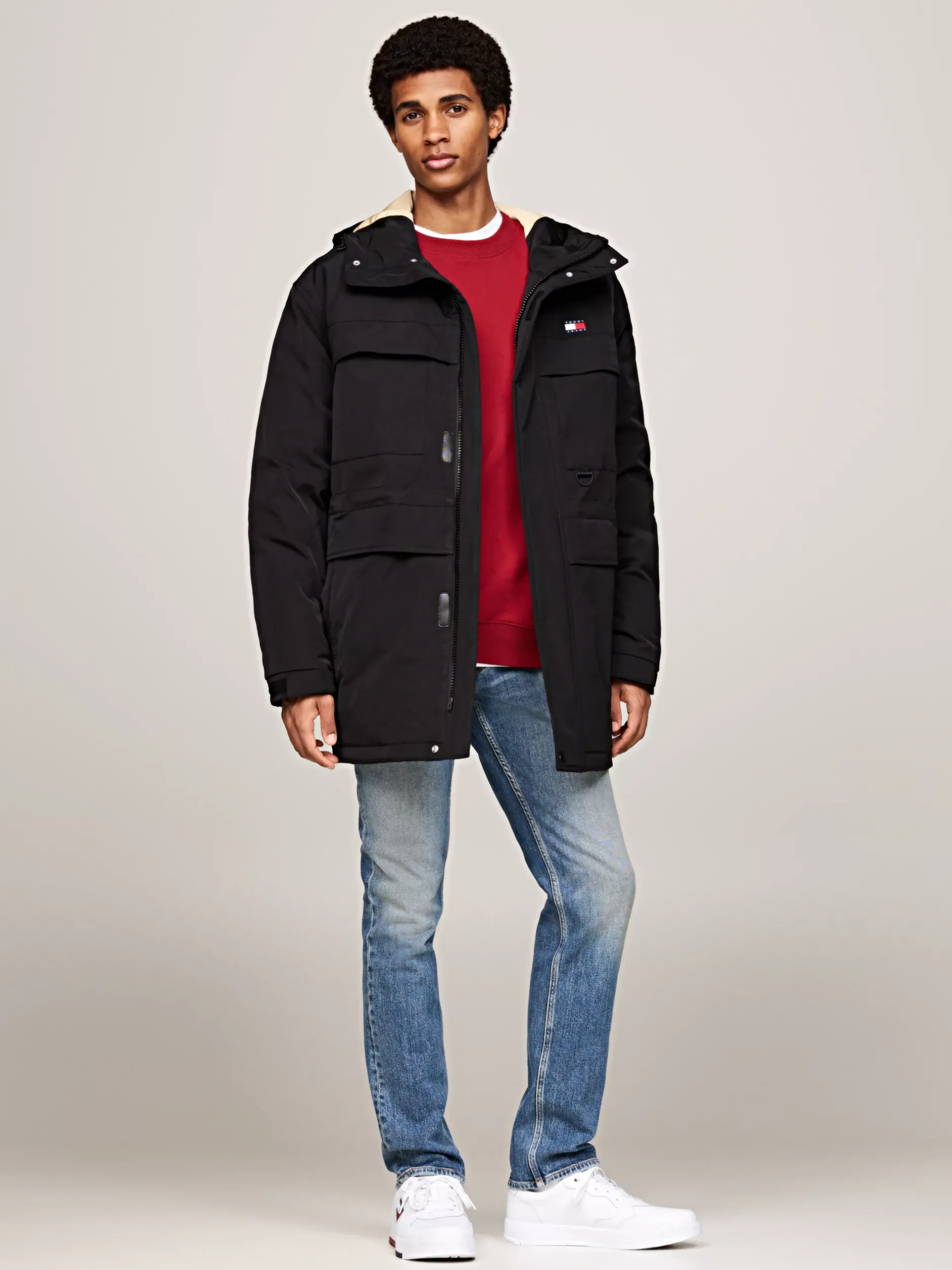 Kurtki & Płaszcze*Tommy Hilfiger Płócienna Kurtka Puchowa BLACK