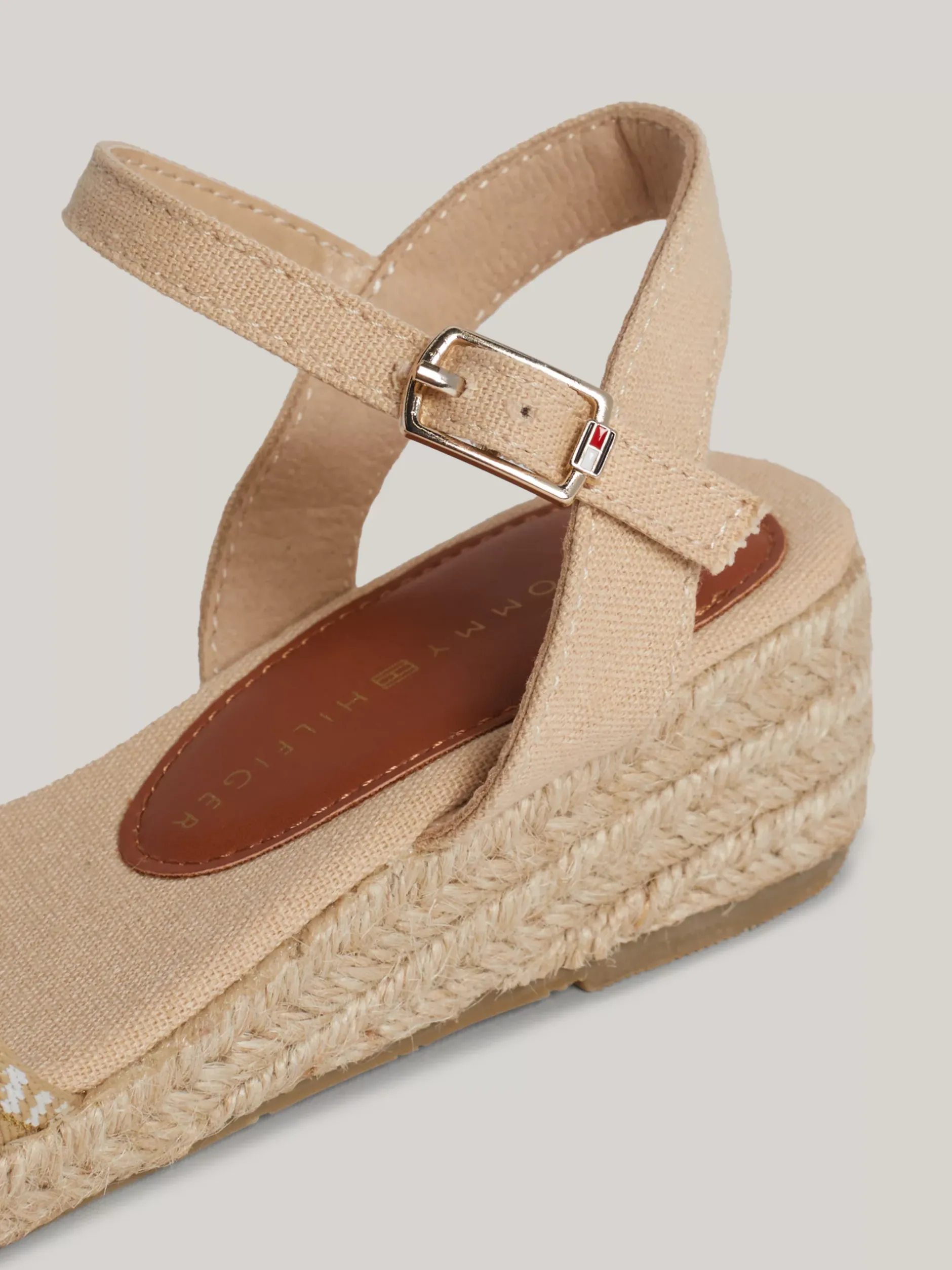 Obuwie I Akcesoria*Tommy Hilfiger Płócienne Sandały Na Koturnach Z Logo BEIGE