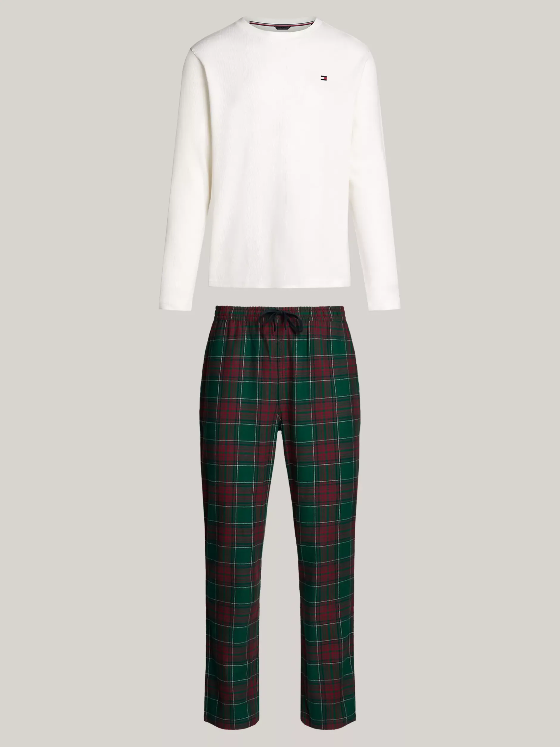 Stroje Kąpielowe*Tommy Hilfiger Piżama TH Original Z Flanelowym Dołem W Kratę IVORY / PLAID CHECK GREEN