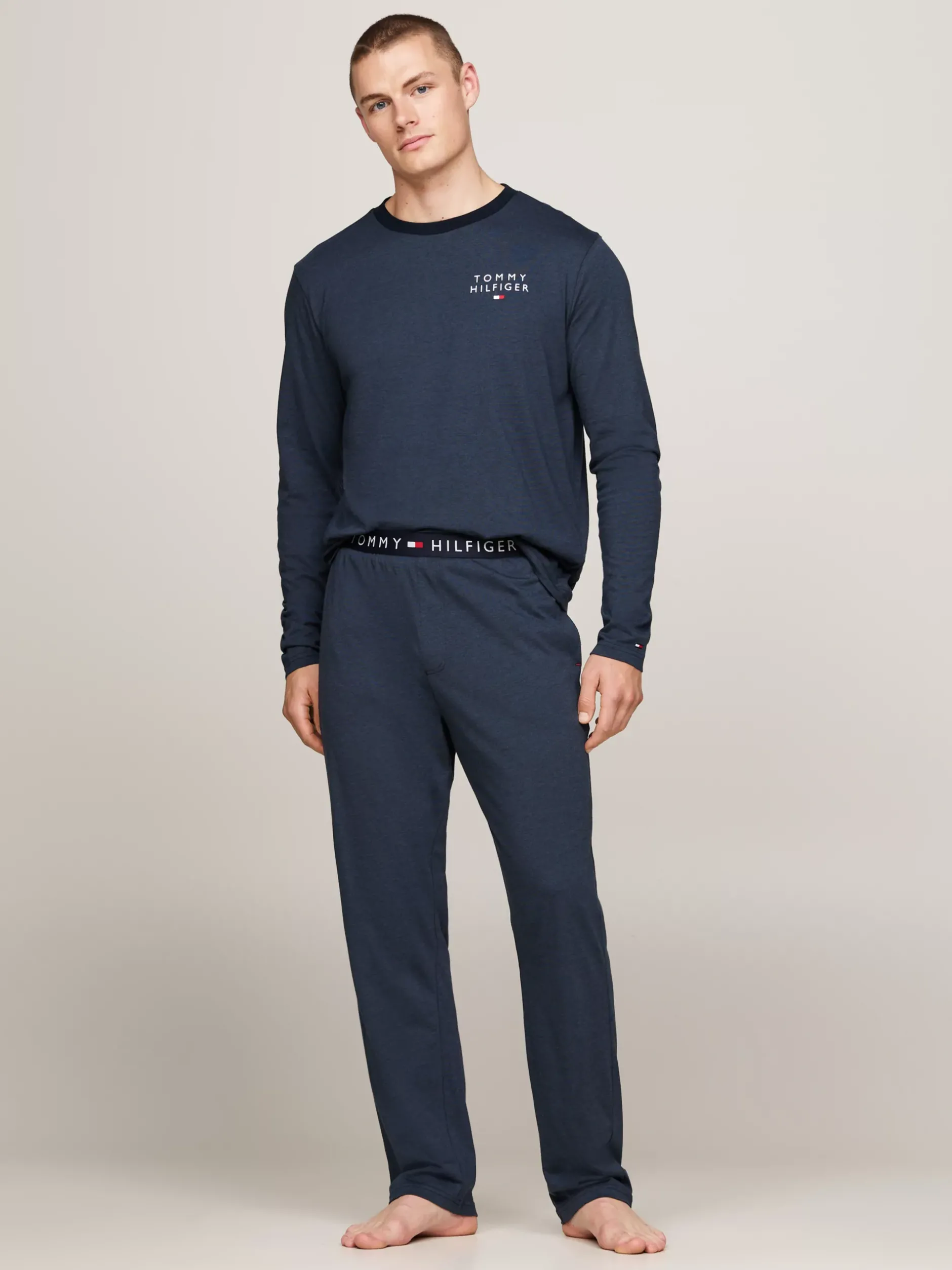 Piżamy*Tommy Hilfiger Piżama Z Dżerseju TH Original W Prążki DESERT SKY