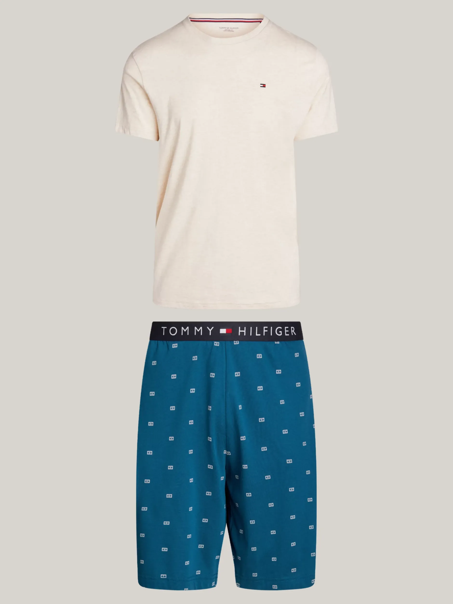 Piżamy*Tommy Hilfiger Piżama Z Szortami TH Original HT OAT / FLAG MIDNIGHT TURQUOISE