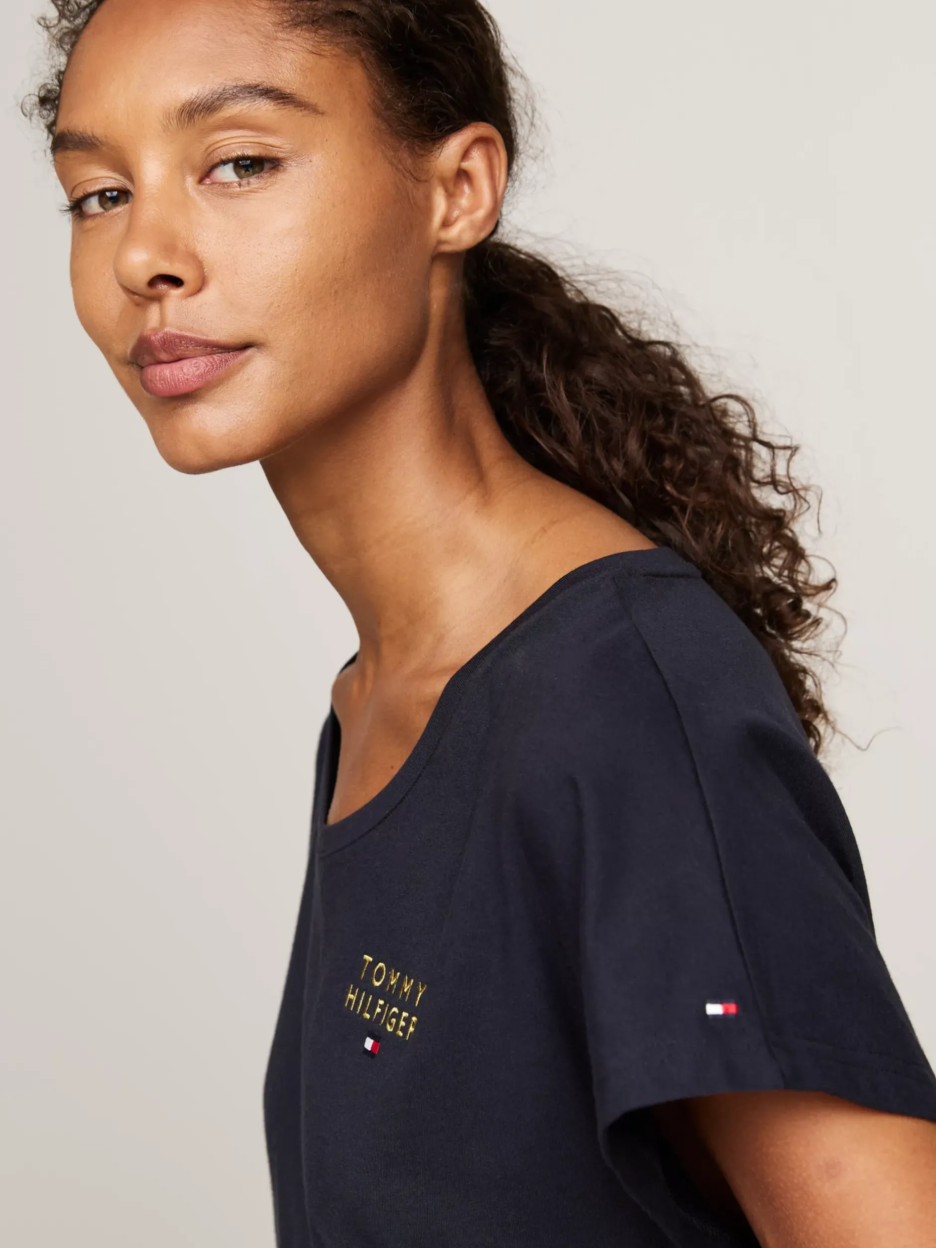Stroje Domowe*Tommy Hilfiger Piżamowy T-shirt Z Logo TH Original DESERT SKY