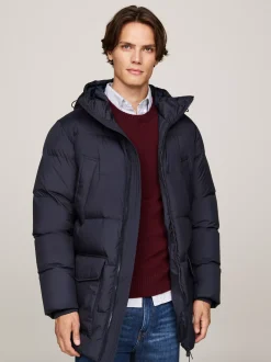 Kurtki & Płaszcze*Tommy Hilfiger Pikowana Puchowa Parka Z Kapturem DESERT SKY