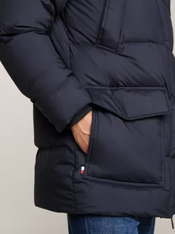 Kurtki & Płaszcze*Tommy Hilfiger Pikowana Puchowa Parka Z Kapturem DESERT SKY
