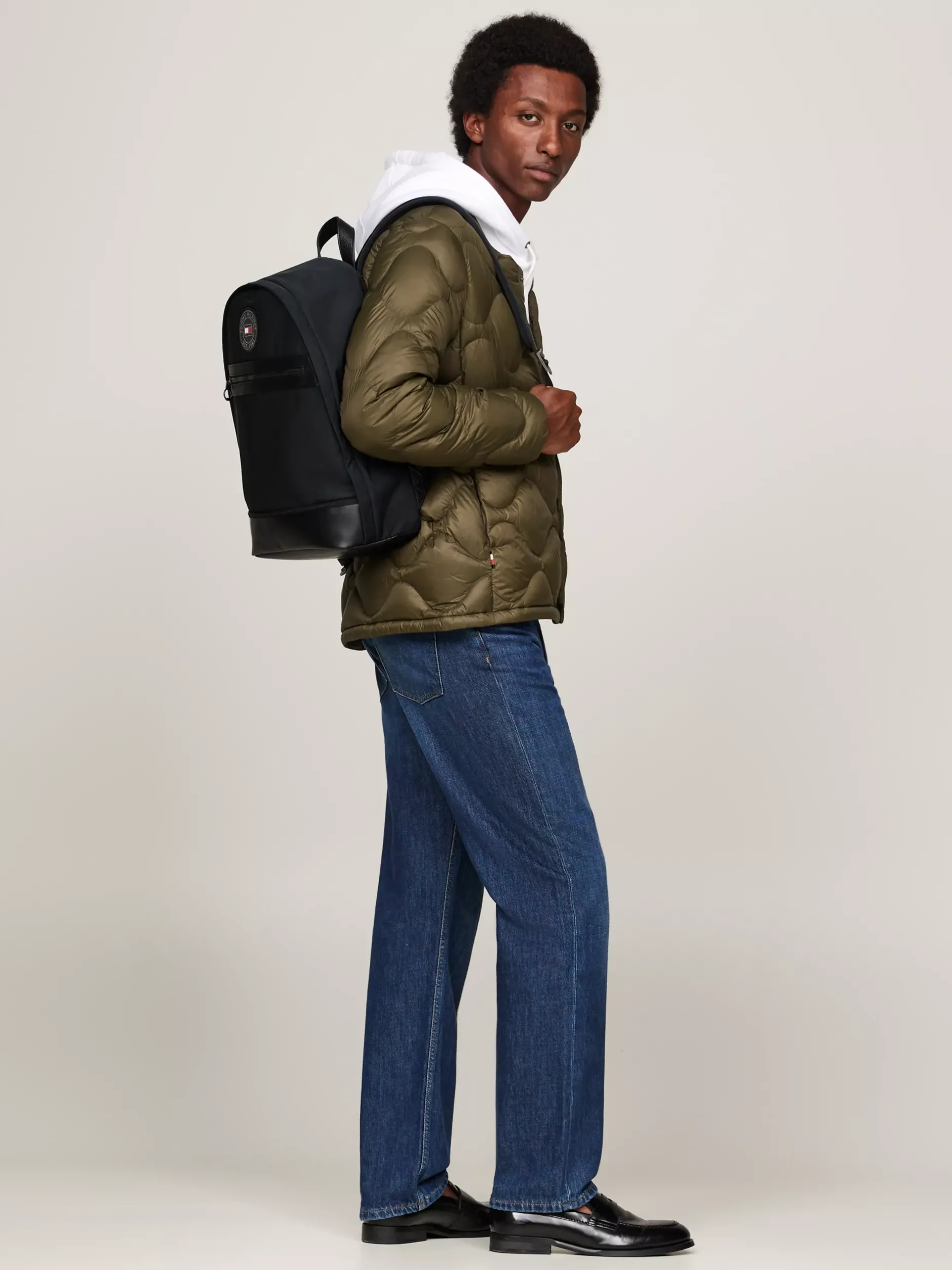 Plecaki*Tommy Hilfiger Plecak Kopułowy O Mieszanych Fakturach BLACK