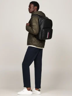 Plecaki*Tommy Hilfiger Plecak Z Fakturą Piki Na Kieszonce BLACK