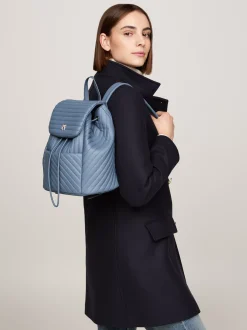 Plecaki*Tommy Hilfiger Plecak Z Klapką I Przeszyciami TH Monogram FADED INK