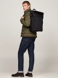 Plecaki*Tommy Hilfiger Plecak Ze Zwijaną Górą Z Logo BLACK