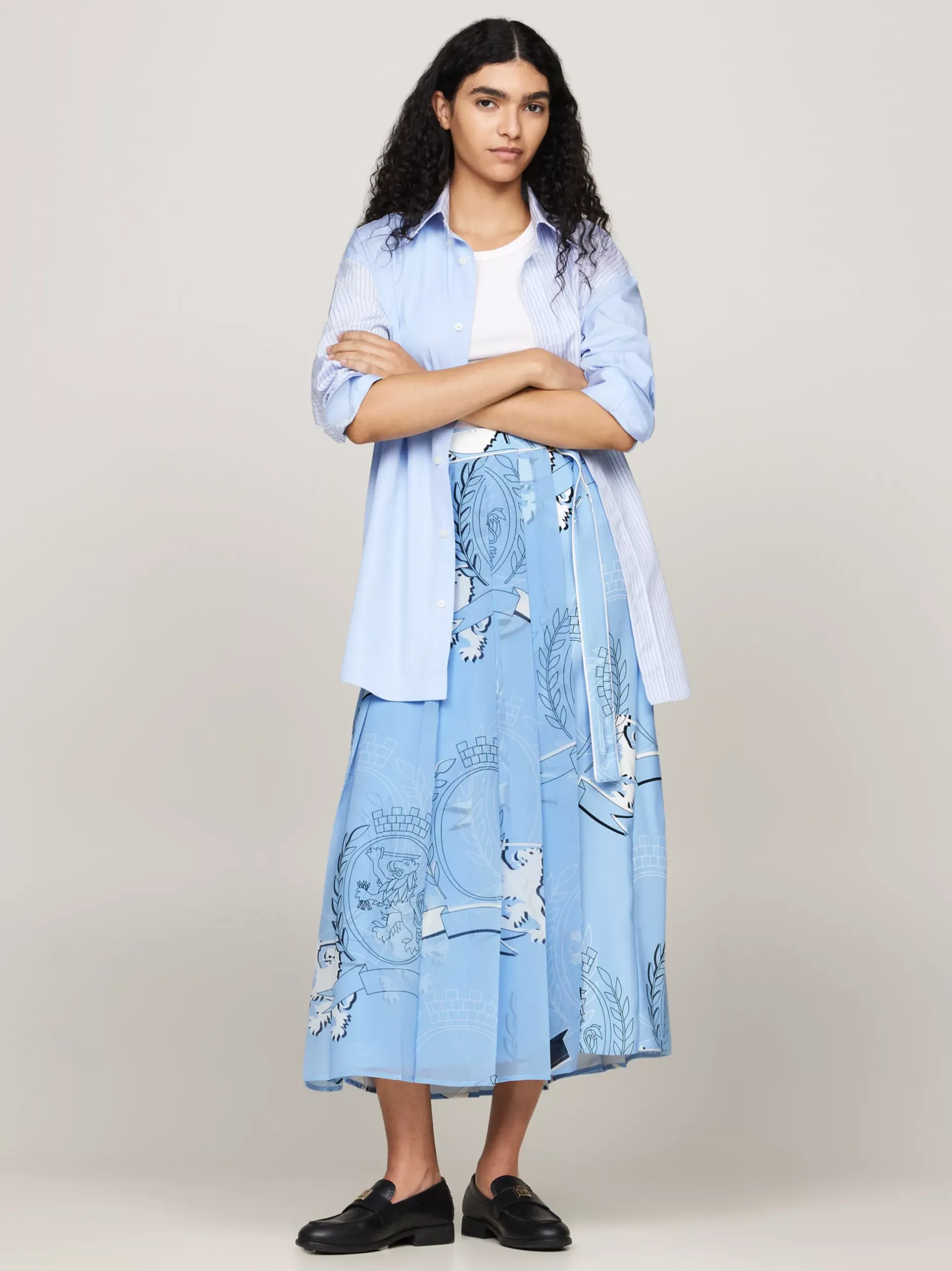 Spódnice*Tommy Hilfiger Plisowana Spódnica Kopertowa Midi Z Nadrukiem VESSEL BLUE